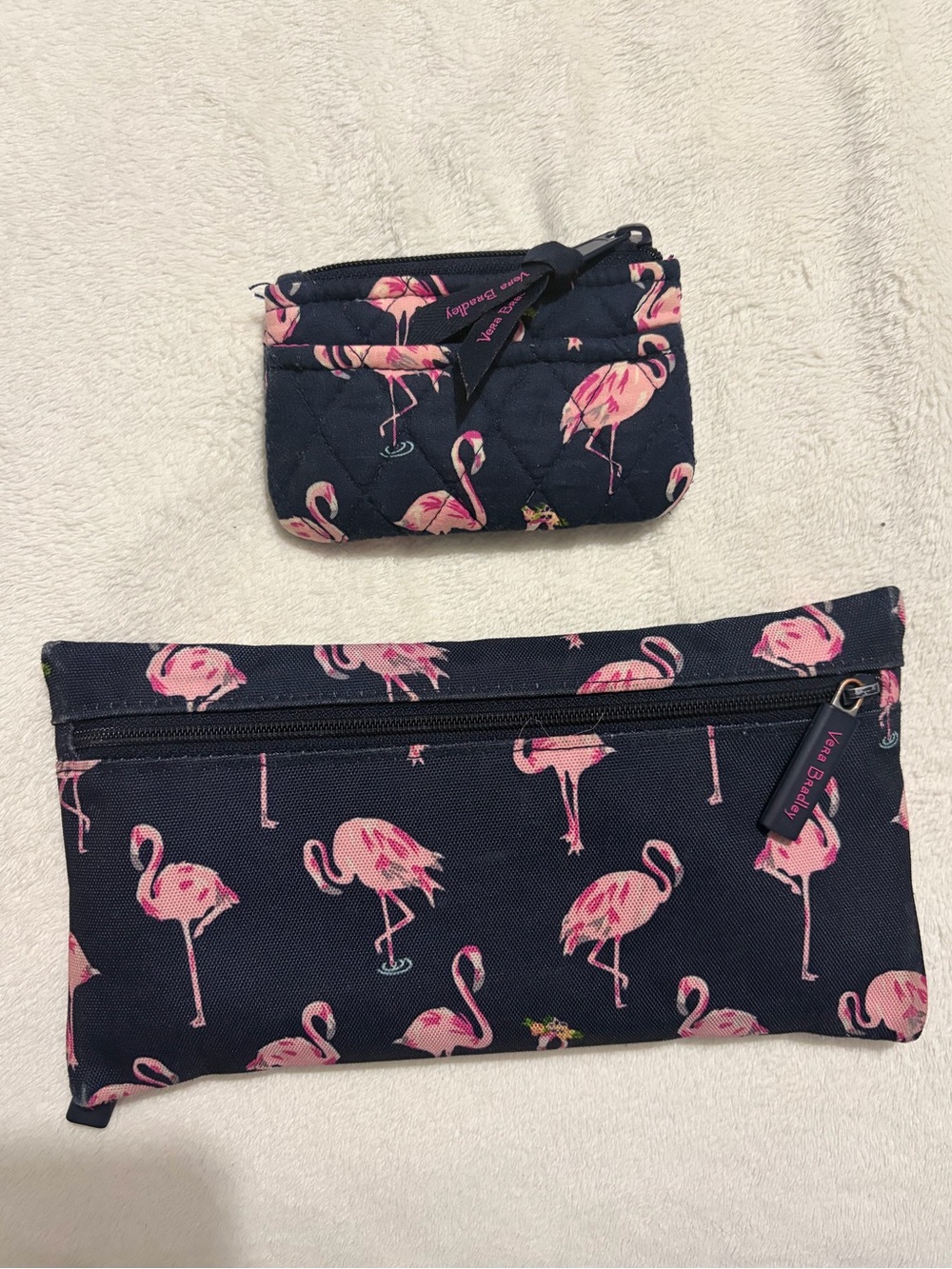 Vera Bradley Navy & Pink Flamingo Pencil Case and Coin Purse Bundle!